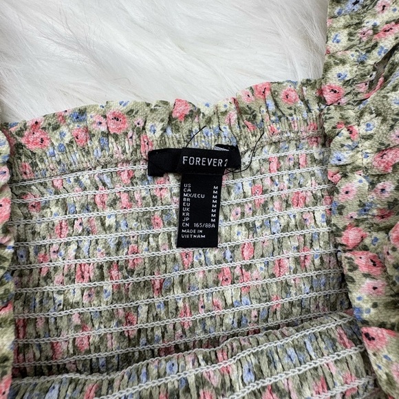 Forever21 Floral Cropped Ruched Top, Juniors Medium - Picture 4 of 6
